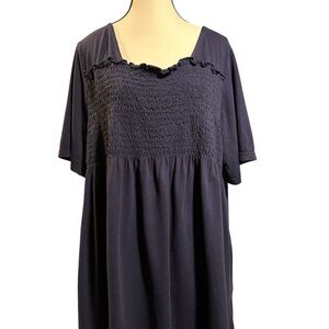 Ellos Blue Short Sleeve Smocked Tunic